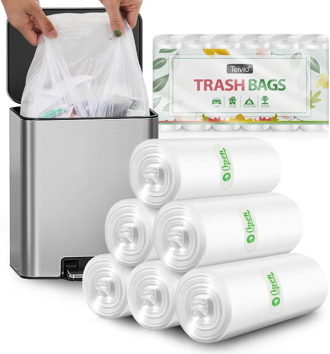 5 Gallon 60 Counts Strong Trash Bags Garbage Bags by , Bathroom Trash Can  Bin Li