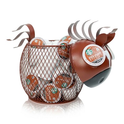Made Easy Kit Coffee Pod Organizer, Coffee Bar Functional Décor, Brown Horse