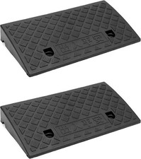 2 Pcs Plastic Threshold Kerb Ramp for Wheelchair Motorcycle (49x24x7cm) Black