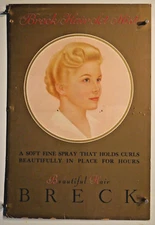 Vintage Cardboard Breck Hair Set Mist Cardboard Standing Box Display Sign 1960s