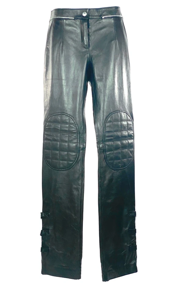 Pantalones de Colección Dolce & Gabbana Cuero Negro Moto Hebilla Cremallera Grunge Gótico 33 Foto 4 de 4