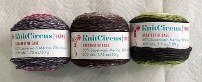 KNIT CIRCUS Yarns GREATEST of EASE Superfine 3 Colors U Choose MERINO+Acrylic