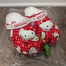 Hello Kitty Crocs Womens Size 9 Red Classic Clogs Sandals Shoes Christmas