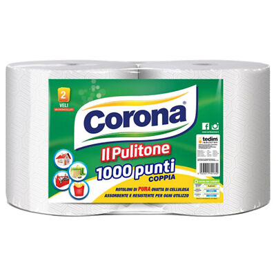 Set Paar Rotoloni Corona Weiß Die Pulitone 1000 Punkte 2 2 Lagig Beständig