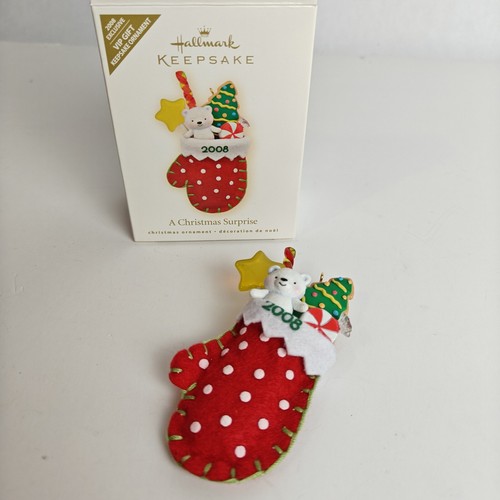 Hallmark VIP Ornament Christmas Surprise Mitten Stocking 2008 Christmas 3.5" - Picture 2 of 9