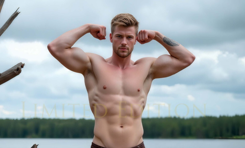 Handsome Male Physique Portrait AI Art Photo Signed Limited Edition 8.5x11 4.25