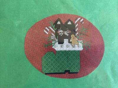 Black Kitty in Santa Boot Ornament Needlepoint Canvas Mill Hill NIP