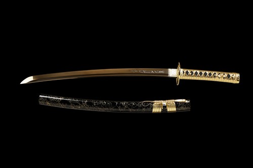 30'' Gold Dragon 1095 Steel Wakizashi Handmade Japanese Samurai Katana Sword - Picture 14 of 18