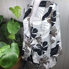 Chico s Tropical Animal Print Jacket Blazer 3/4 Sleeve Size 2 US 12-14 Large