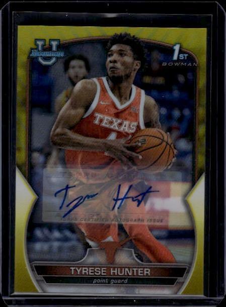 2022-23 Bowman University Chrome #15 Tyrese Hunter Auto Yellow 37/75