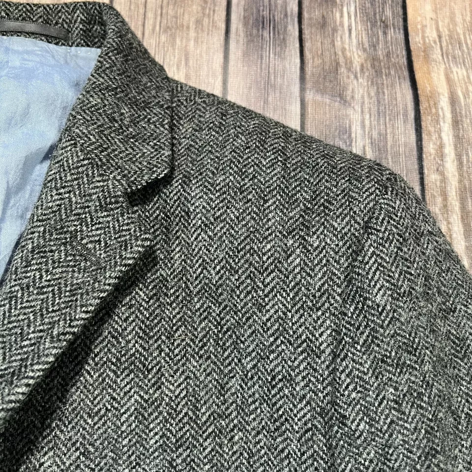 Abrigo Blazer Deportivo H&M British Moon Paño Parche en el Codo Lana Espiga 44R Gris Foto 3 de 4