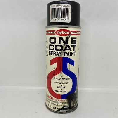 Vintage NYBCO One Coat Gloss Black Paper Label Enamel spray paint can