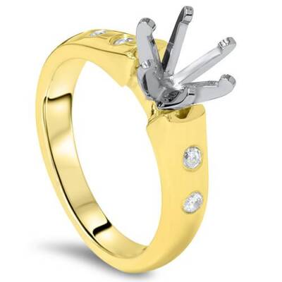Diamant Kathedrale Halbmontierung Verlobungsring massiv 14K Goldfassung