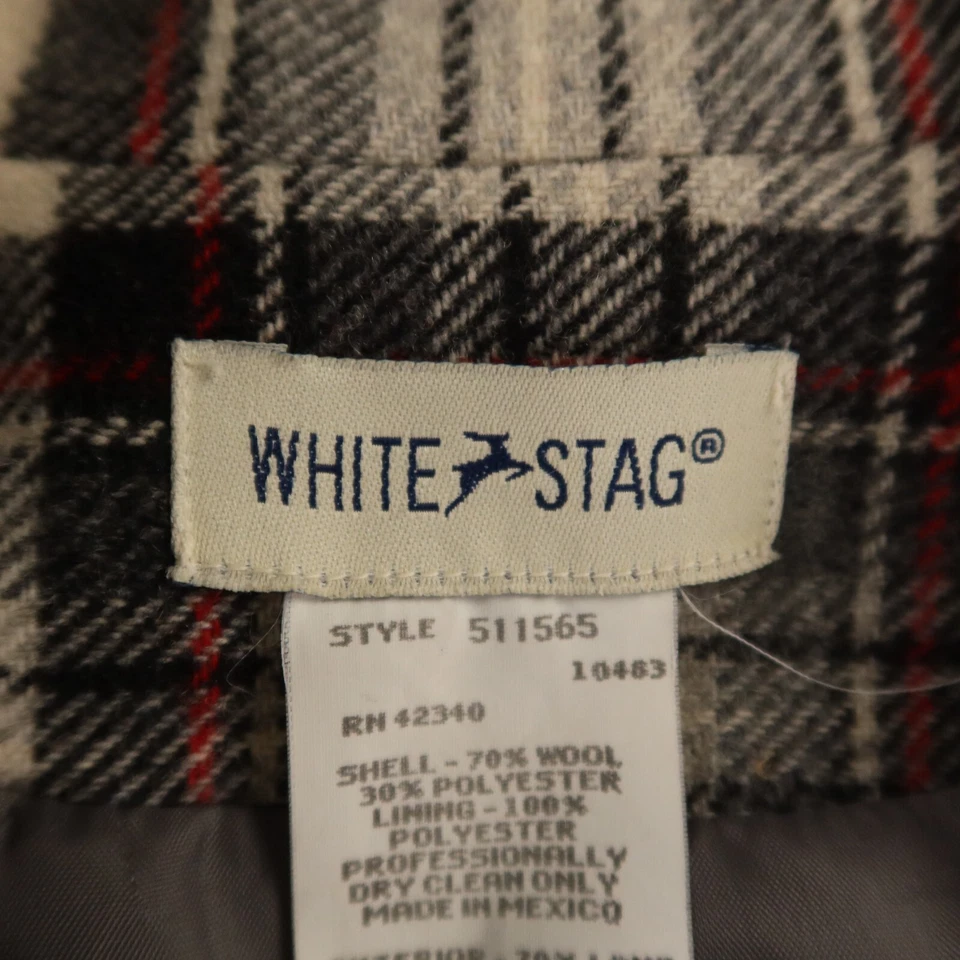 VTG Tweed Jacket Womens 16 Beige Black Red Check Wool Twill Blazer Sport Coat - Image 3 of 4