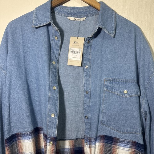 Tu Woman Denim Button Drop Shoulder Coat Size 14 - Picture 3 of 20