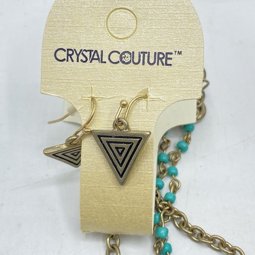 Crystal Couture Necklace & Earrings Set Gold Tone Turquoise Dreamcatcher Western - Picture 7 of 9
