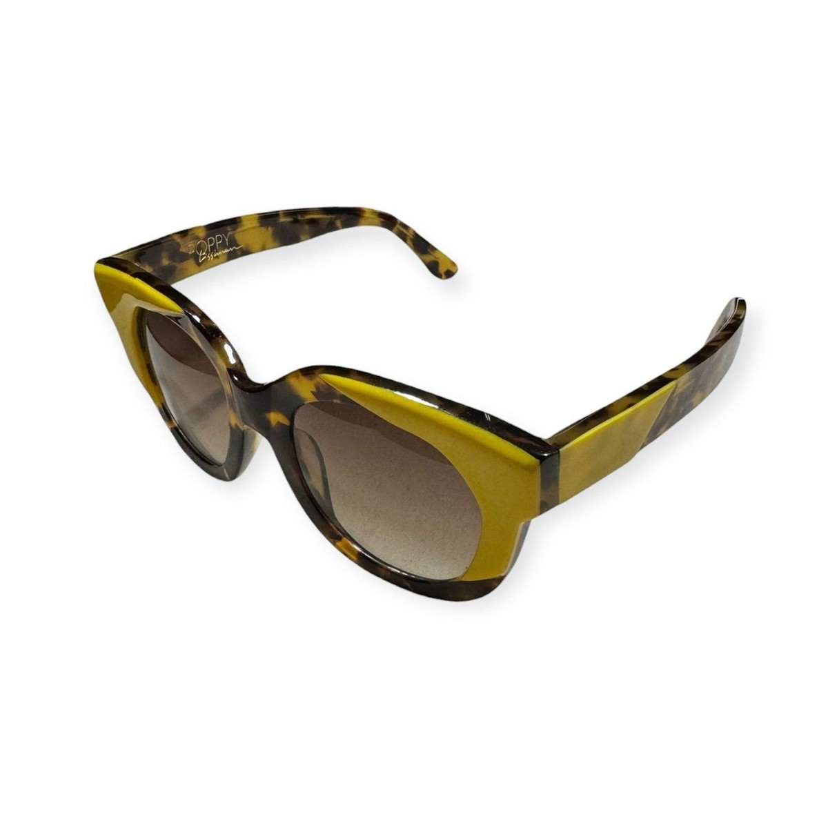 Poppy Lissiman Yellow Brown Cat Eye Sunglasses Pasquier 