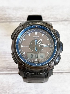 CASIO PRO TREK PRW-5000Y Black Dial Analog Digital Watch Working Condition Japan
