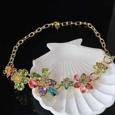 Swarovski ldyllia crystal colorful flower necklace,Bracelet Gema dopamine