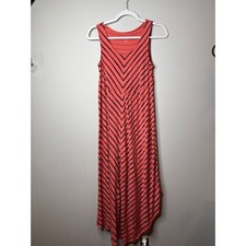 Liz Lange Maternity Target Coral Navy Blue Striped High Low Maxi Dress XS 0449