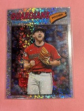 2026 Topps Heritage Tanner Bibee #74 Silver Sparkle - Cleveland Guardians