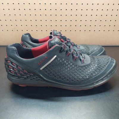Ecco Mens Cage Hydromax Golf Shoes Black Red Lace Up Spikes EUR 46 US 12