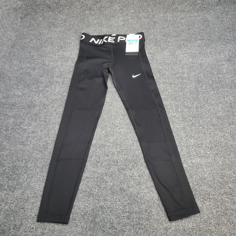 Nike Pants Girls Medium Black White Pro Leak Protection Dri Fit Leggings Kids 47