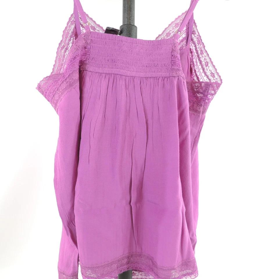 Sundance Catria Cami Rosa Púrpura Encaje Talla Med Pliegues Fruncido. NUEVO. Foto 4 de 4