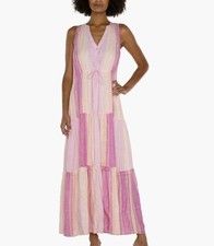 Liverpool Los Angeles Sleeveless Tiered Maxi Dress Lavender Size S