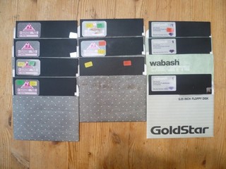 7 floppy disk usati 51/4” (5 25 pollici) marca WHSmith 3 marca Wabash in scatola