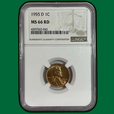 1955-d Lincoln Wheat Cent Ngc Ms66rd Coin 45514