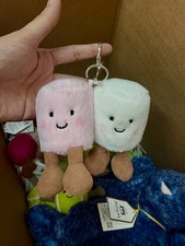 Jelly Cat Amuseables Pair of Marshmallows Plush Keychain Bag Charm Kids Gift NWT