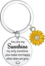 You Are My Sunshine Keychain Inspirational Keychain Sunflower Gifts for Women Su