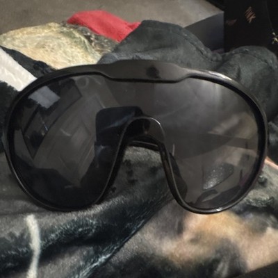 Oversized Shield Sunglasses Black Plastic Frame Tinted Lens for Women 
