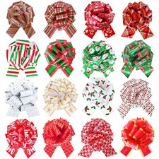 32 PCS 6 Inch Christmas Pull Bows Large Organza Ribbon Multicolor Wrap