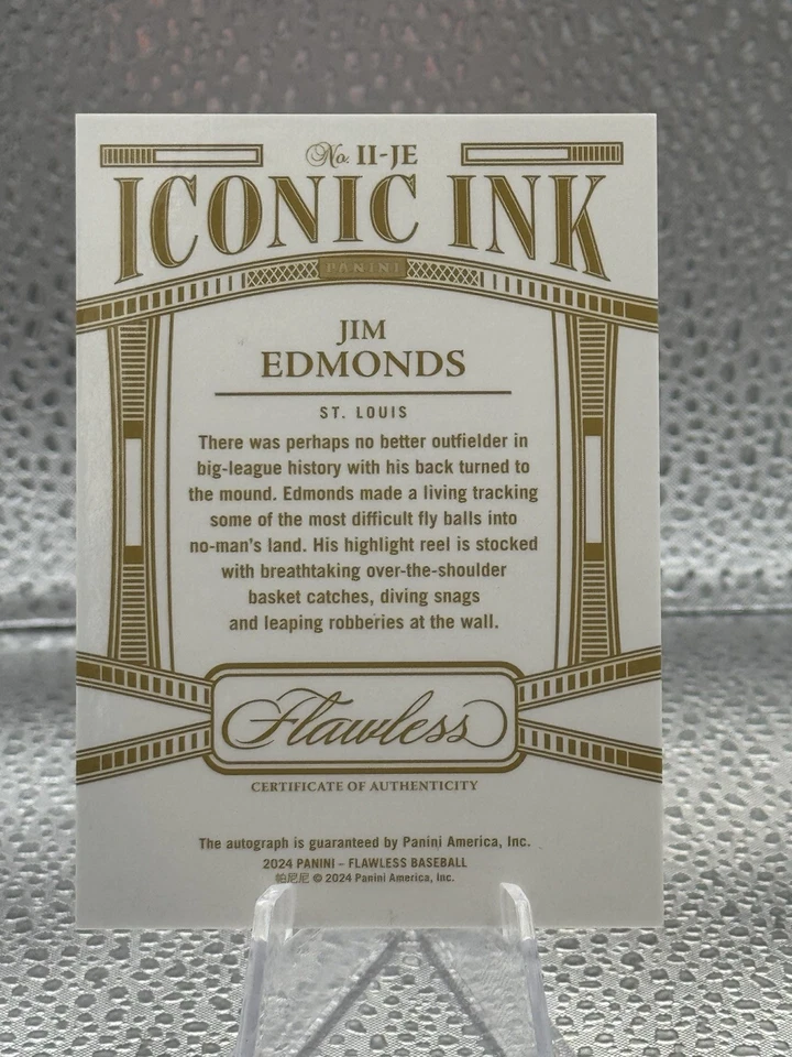 Tinta icónica Jim Edmonds 2024 impecable rubí automático/20 cardenales Foto 4 de 4