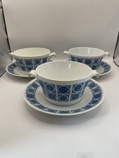 Vintage 1970s Royal Tuscan Charade Cream Cup & Saucer X 3 Retro Soup Bowl Dish