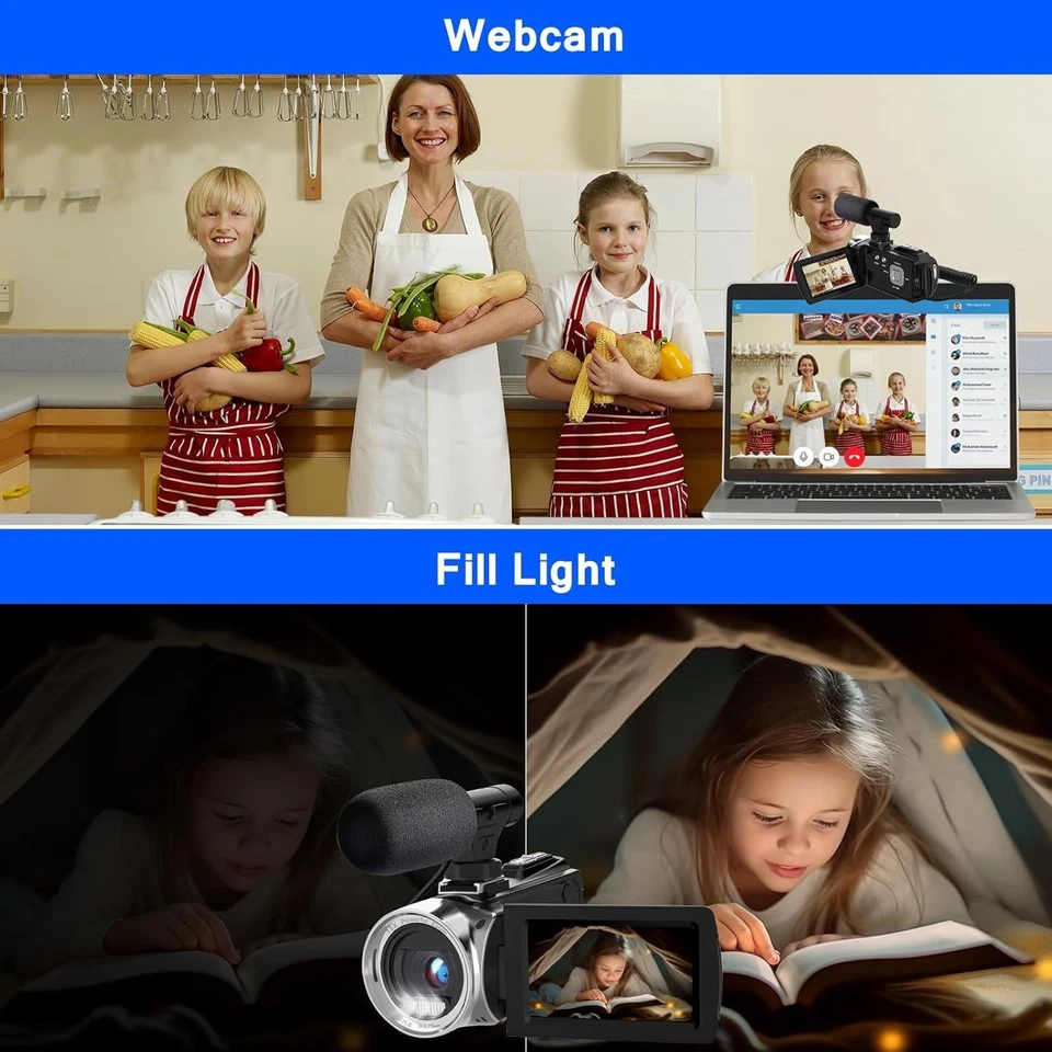 Video Camera 4K 48MP HD Web Camcorder Digital YouTube Vlogging Recorder SD card - Image 4 of 4