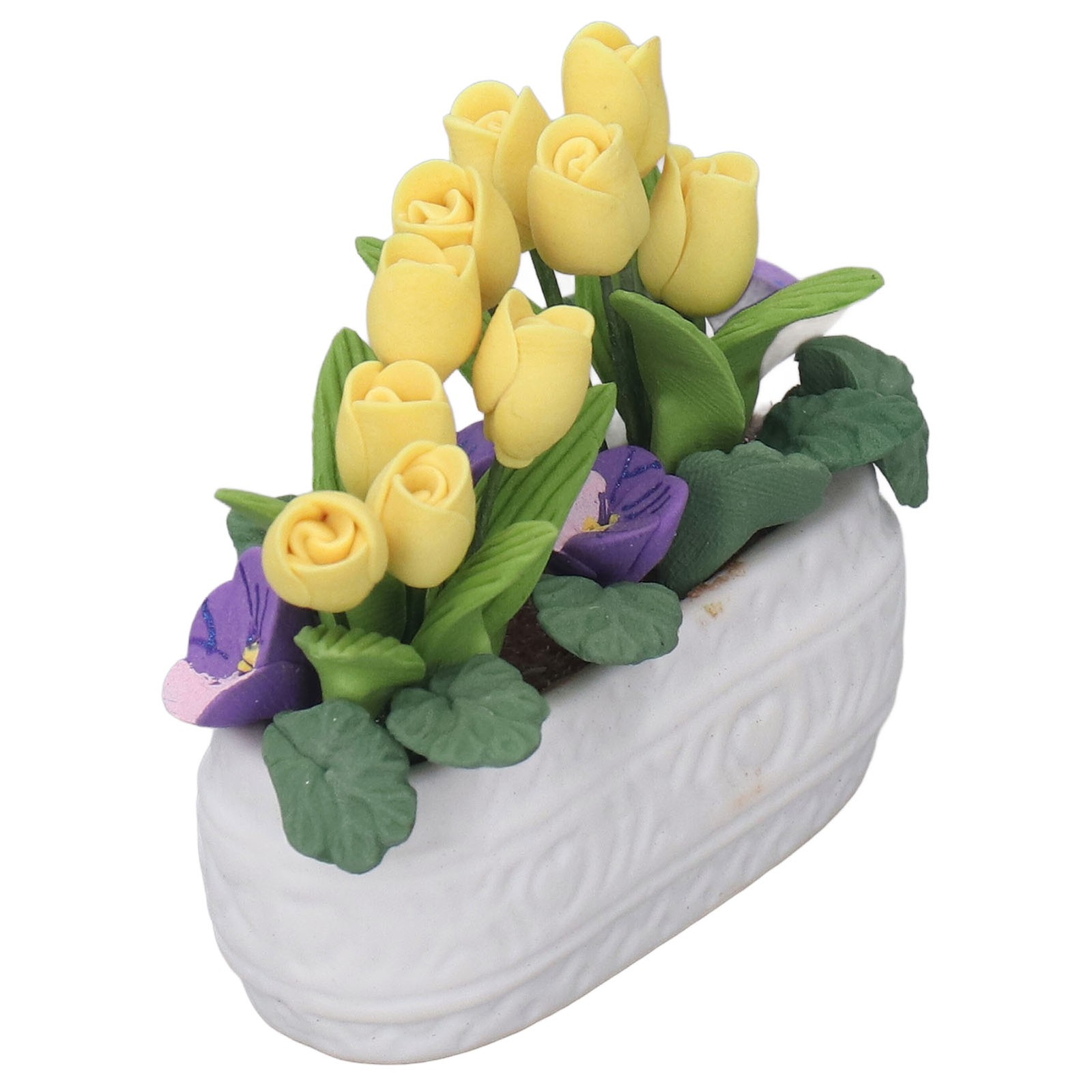 Dollhouse Clay Flower Simulation Miniature Potted Plant Flower Clay Yellow T New