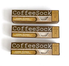 CoffeeSock Reusable Organic Cotton Coffee Filter Lot (6 Total) Fits Chemex 3 Cup