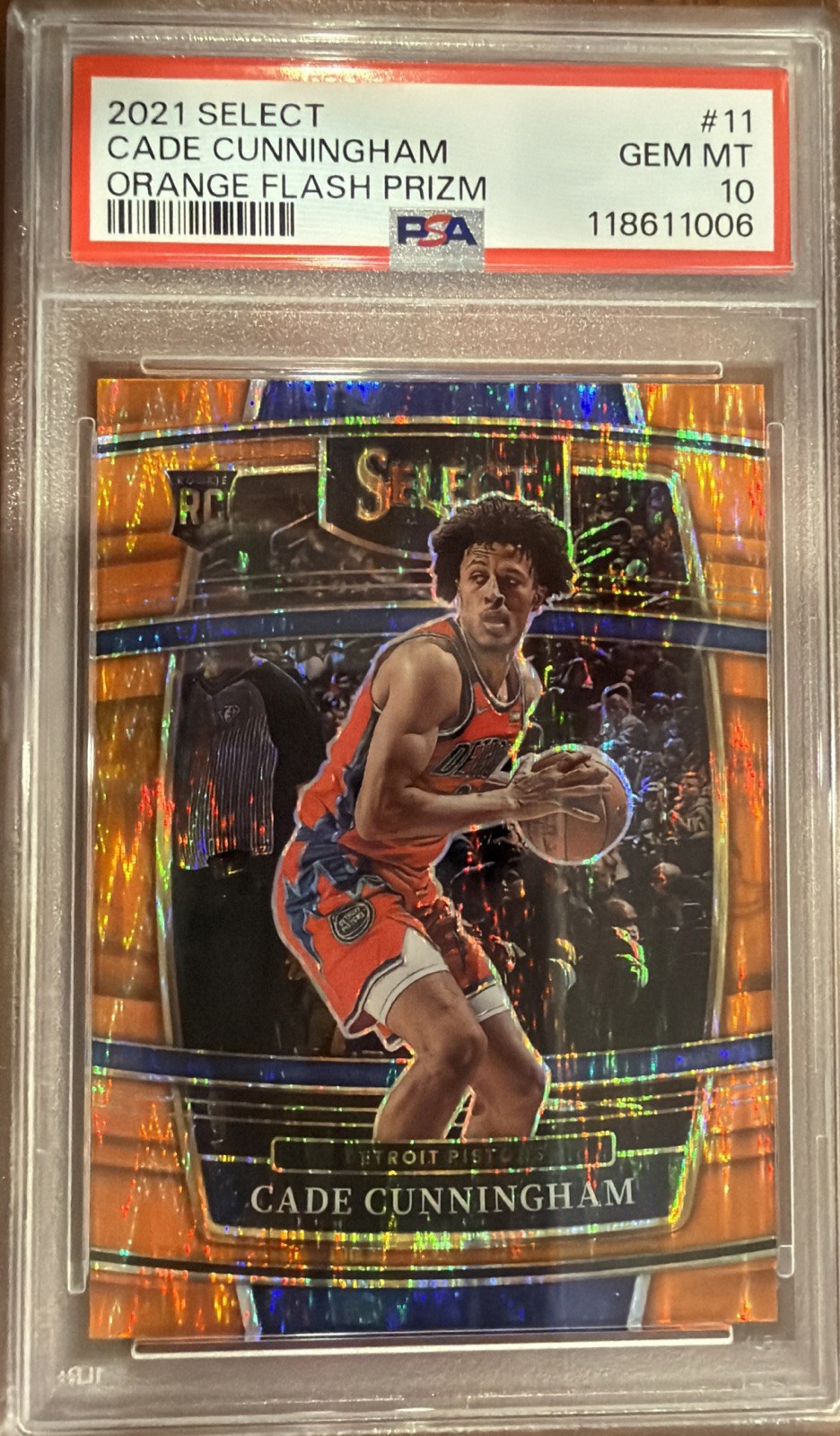 2021-22 Panini Select - Cade Cunningham #11 Orange Flash Prizm (RC) PSA 10