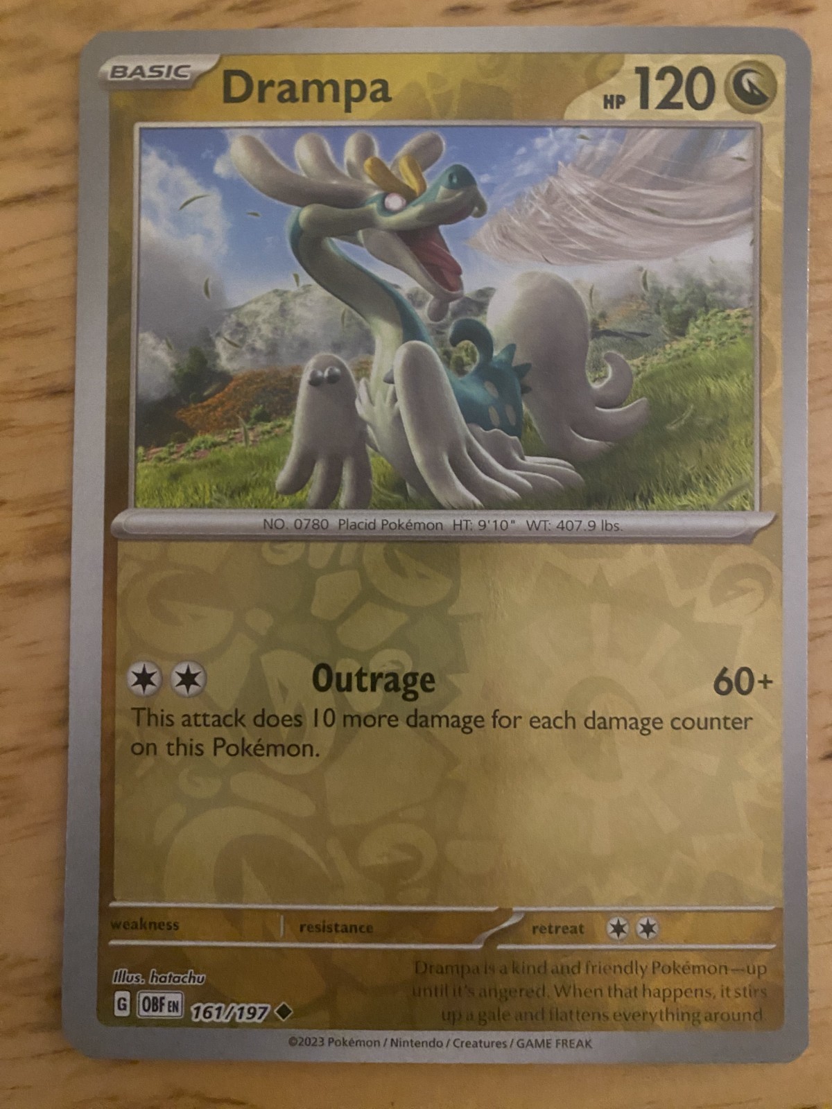 Drampa 161/197 Uncommon Obsidian Flames Pokemon Reverse Holo Near Mint Free Ship