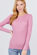 Womens Long Sleeve Thermal Top Crew Neck T-Shirt Waffle Knit Layering Warm