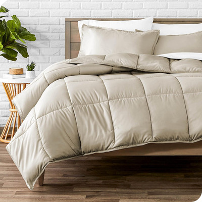 Twin Flannel Duvet & Comforter Set Bundle - Sand Color