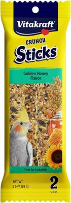 Vitakraft Crunch Sticks Golden Honey Flavor Bird Treat for Cockatiels (2 Sticks)