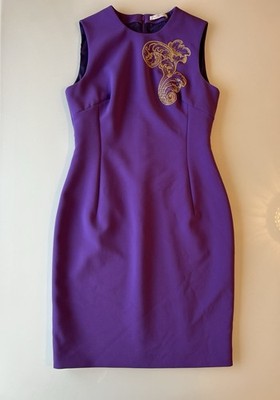 Versace Collection Women's Sleeveless Midi Purple Smart Formal Work Dress Size14
