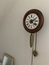 Antique Vienna Style Wall Clock Working Chain Driven Porcelain Dial