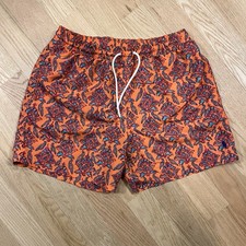 Polo Ralph Lauren Swim Trunks Men's XL Orange Traveler Paisley Floral Mesh Lined