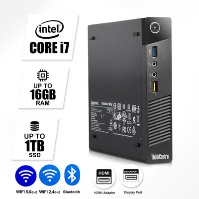 Lenovo Micro Desktop Computer PC i7, Up to 16GB RAM 1TB SSD, Windows 11/10, WiFi