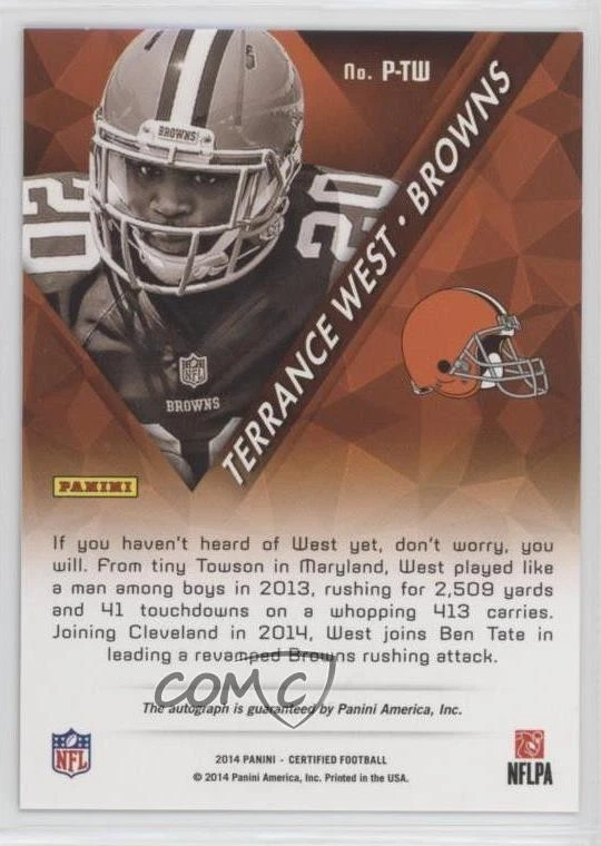 2014 Certified Potential Mirror Signatures /399 Terrance West Rookie Auto RC - Image 2 of 2